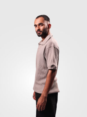 Photoshoot - Elhaan4 Grey Textured Polo