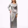 Luxe Grey Satin Dress