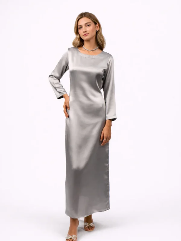 Luxe Grey Satin Dress