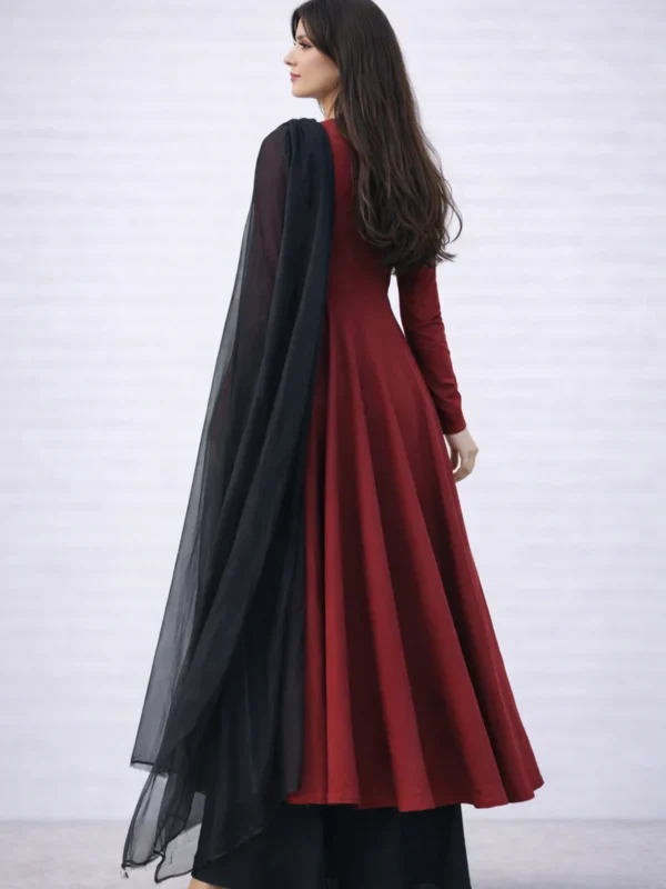 Midnight Maroon Flare Dress – ELHAN