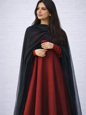 Midnight Maroon Flare Dress – ELHAN