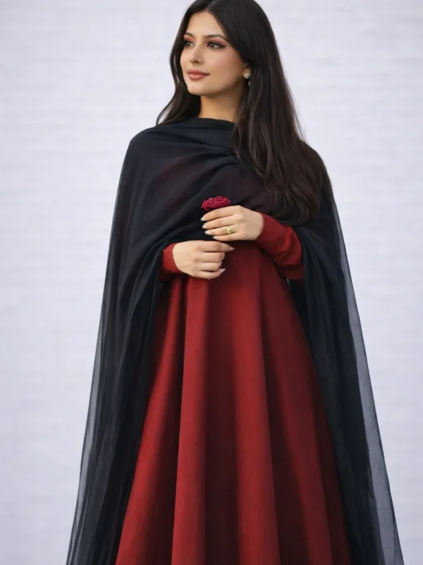 Midnight Maroon Flare Dress – ELHAN