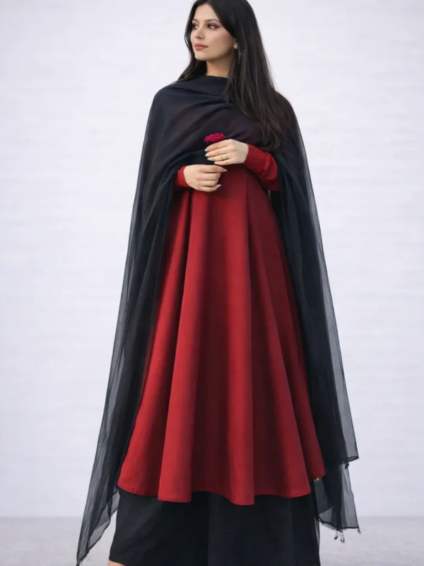 Midnight Maroon Flare Dress – ELHAN